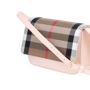 Burberry Pink Leather Crossbody with Classic Check Flap